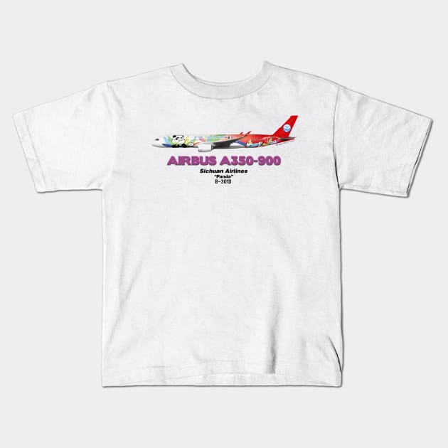 Airbus A350-900 - Sichuan Airlines "Panda" Kids T-Shirt by TheArtofFlying